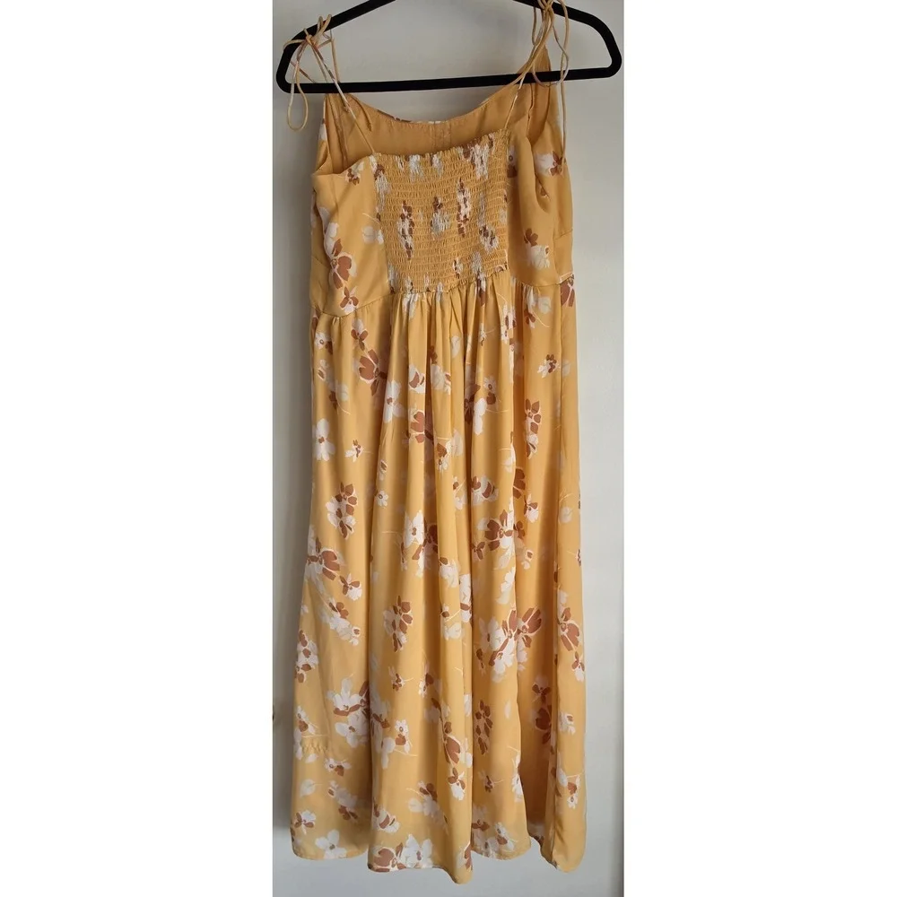 Abercrombie & Fitch Maxi Dress LP Sleeveless Yellow Floral Polyester
